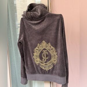 Juicy Couture Charcoal Velour Sweatsuit with Gold Logo, Y2K